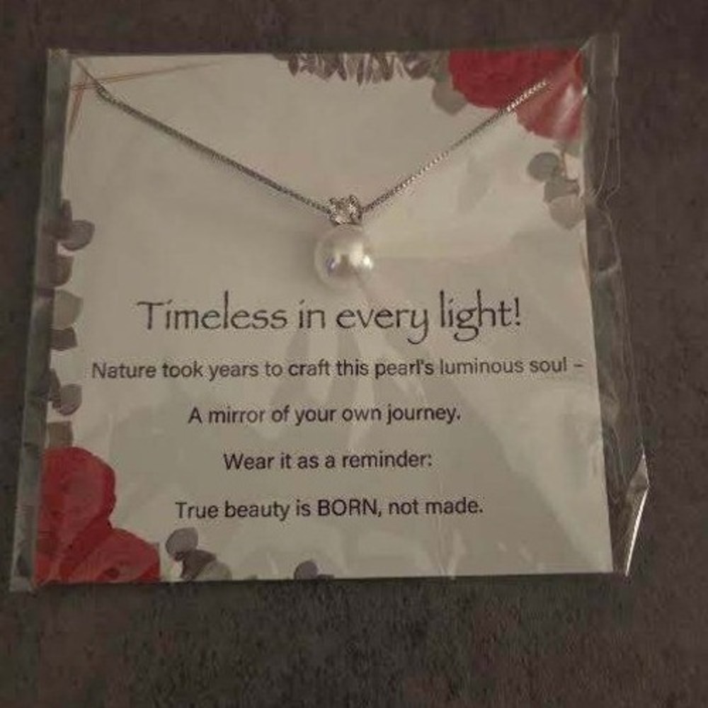 Velvet Vows Sterling Silver Pearl & CZ Adjustable Box Chain Necklace NEW